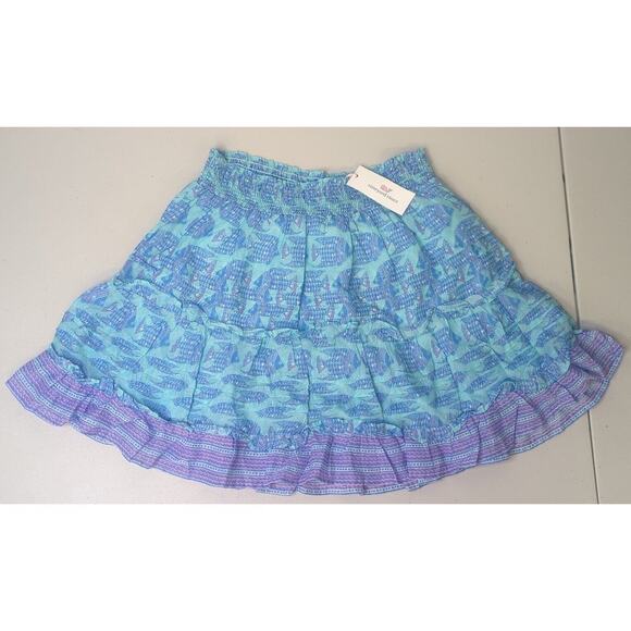 New Vineyard Vines skirt sz Large L tang fish smocked crystal blue short - Picture 1 of 5